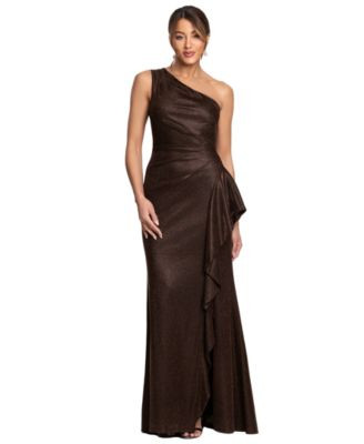 Women's One-Shoulder Glitter Long Dress | Macy's
