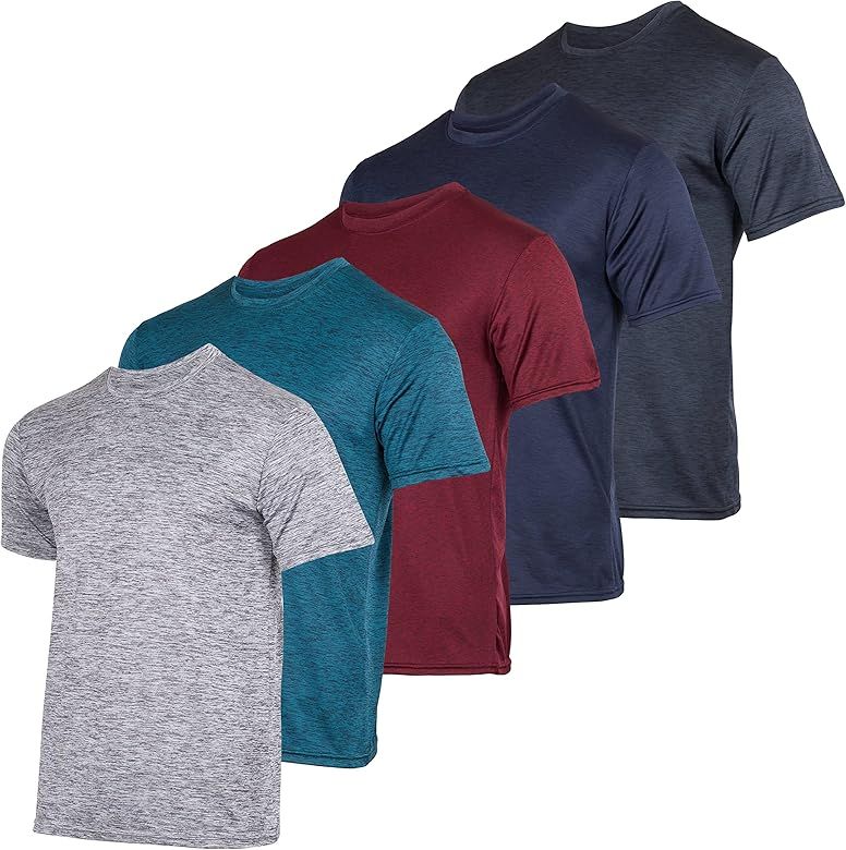 5 Pack: Men’s Dry-Fit Moisture Wicking Active Athletic Performance Crew T-Shirt | Amazon (US)