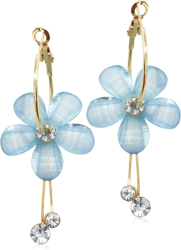 ANDPAI Elegant Romantic Bohemian Crystal Acrylic Rose Flower Dangle Drop Earrings Five Leaves Exa... | Amazon (US)