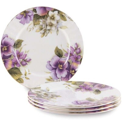 Grace Teaware  Pansy Fine Bone China Dessert Plate Set of 4 | eBay US