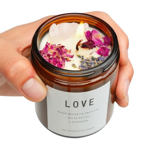 Love Spell Candles, Ritual, Soy Wax Crystal, Manifesting, Garnet, Rose Quartz, Pink Crystal Candles.(Love) | Amazon (US)