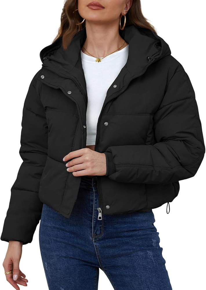 Yimoon Womens Winter Cropped Puffer Jacket Hooded Zip Up Short Warm Quilted Puffer Coat Outerwear | Amazon (US)