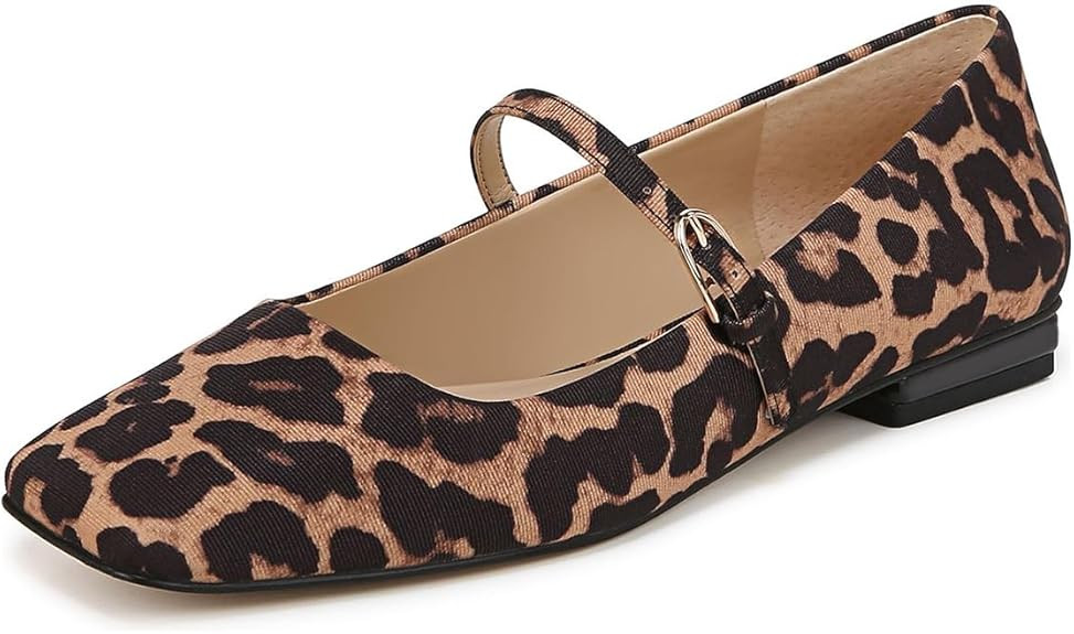 Milooey shoes Women's Closed Square Toe Mary Jane Flats Chunky Low Heels Adjustable Buckled Elega... | Amazon (US)