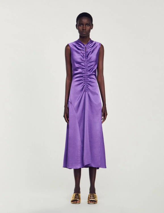 Satin-finish midi dress | Sandro-Paris US