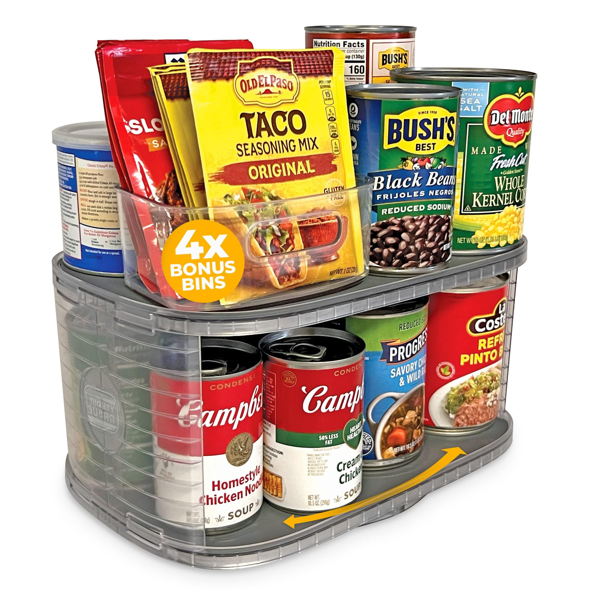 Kitchen Organizer for Canned Goods: 2-Tiered Robust Turntable Organizer for Cabinet/Pantry. Steel... | Amazon (US)