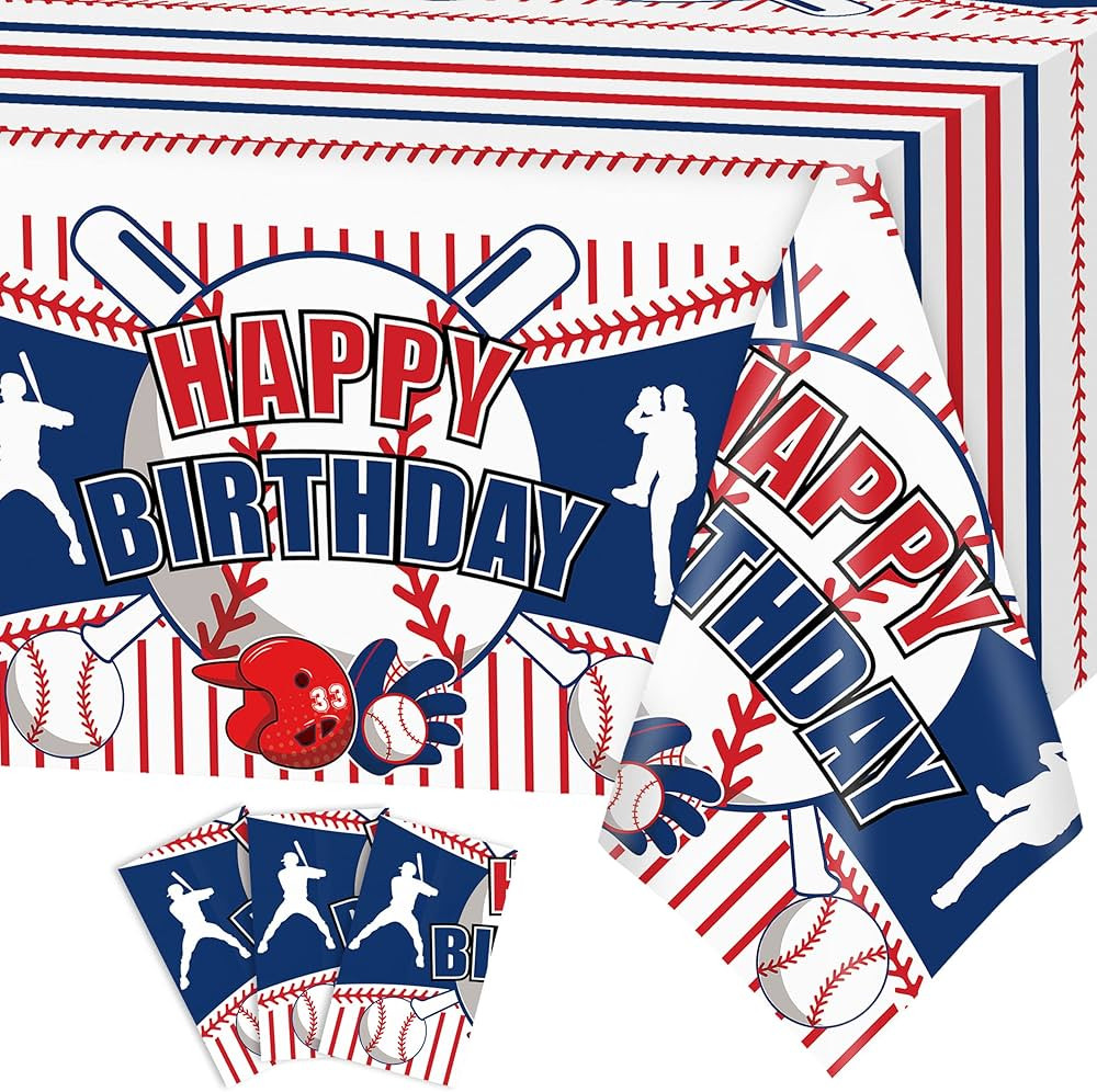 Erweicet Baseball Birthday Tablecloth 3pcs Baseball Birthday Party Decorations Supplies Disposabl... | Amazon (US)
