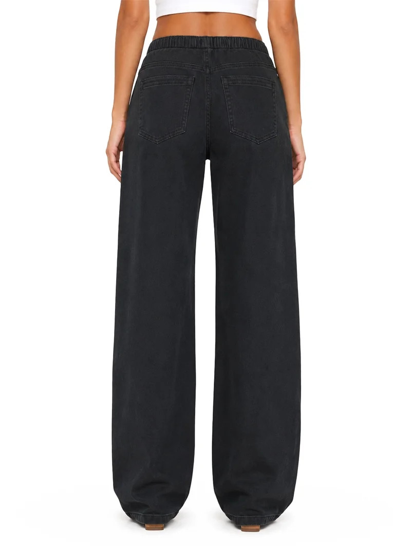 No Boundaries Drawstring Grommet Wide Leg Jean, 32" Inseam, Women's | Walmart (US)
