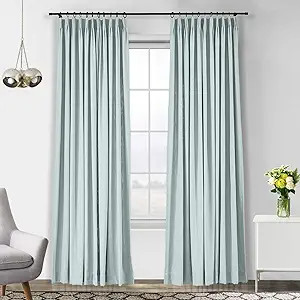 Drapifytex Linen Cotton Room Darkening Curtain, Living Room Darkening Curtain, Winter Sky, Pinch ... | Amazon (US)