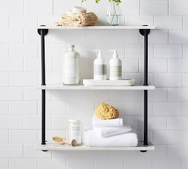 Linden Handcrafted Marble Triple Tier Shelf | Pottery Barn (US)