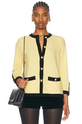 Chanel Cashmere Cardigan in Yellow | FWRD 