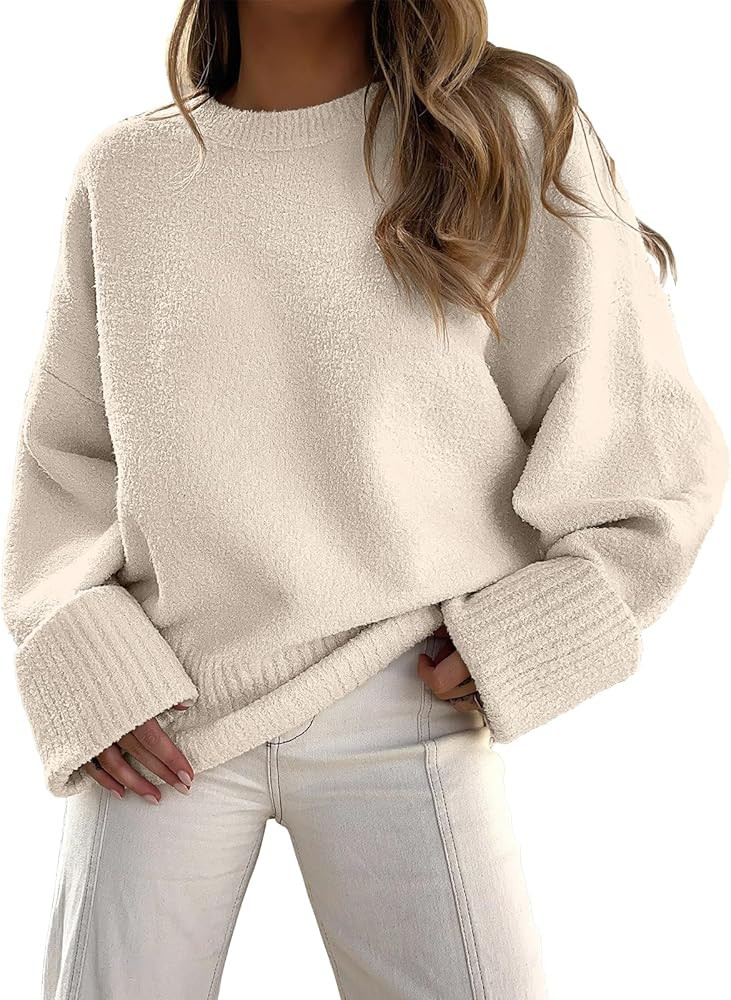 ANRABESS Women's Oversized Sweaters 2025 Long Sleeve Fuzzy Knit Casual Chunky Pullover Sweater Fa... | Amazon (US)