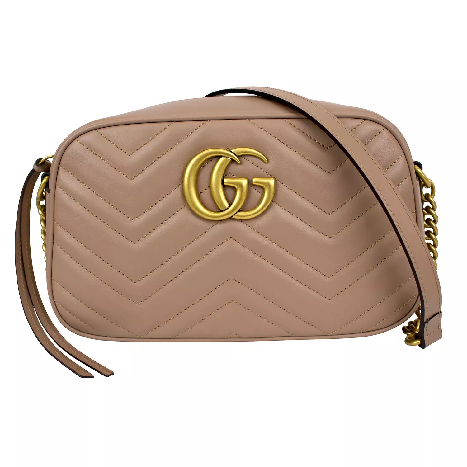 GUCCI MARMONT SMALL SHOULDER BAG- Red Leather - Fablle