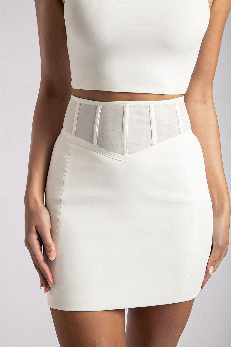Nyla Corset Skirt - White | MESHKI US