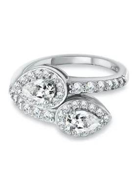 B.brilliant Sterling Silver Cubic Zirconia Engagement Ring With Wedding Band, 8 | Belk