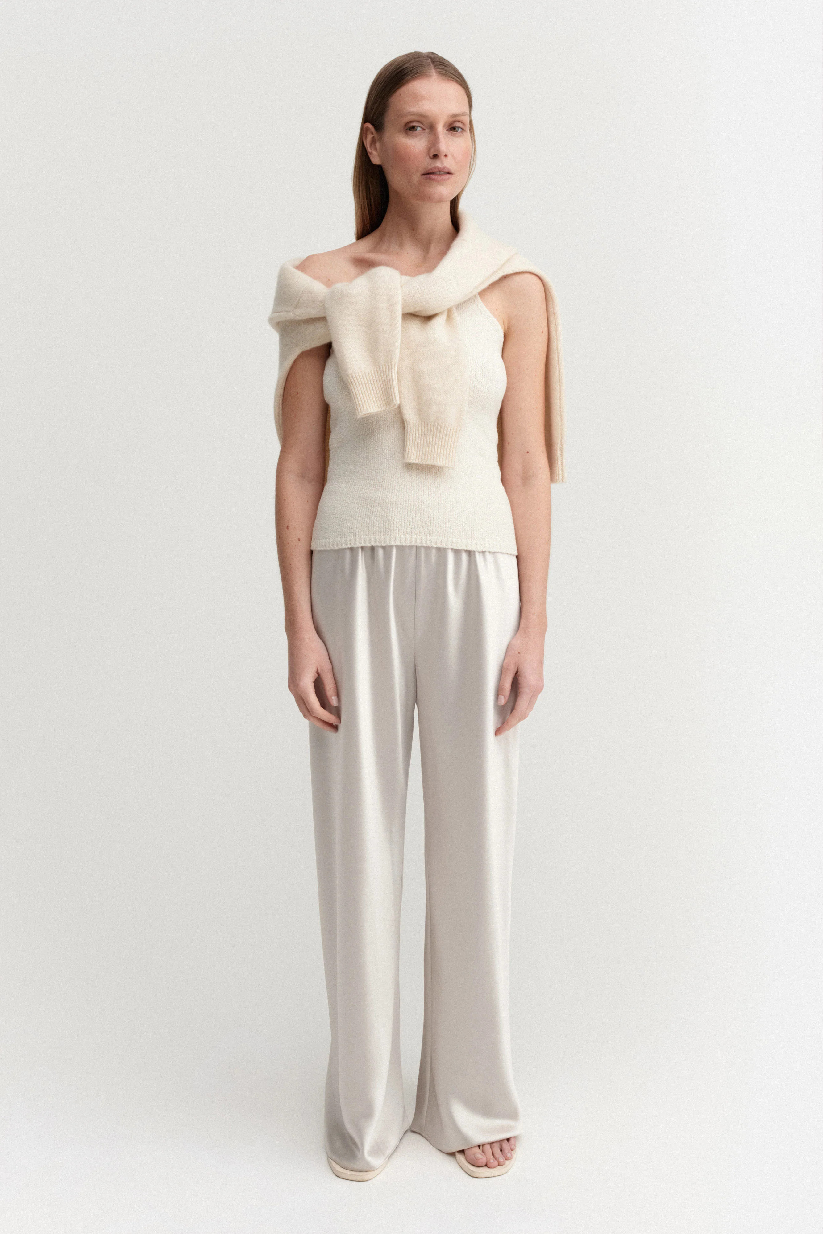 Bias Satin Pants, pearl | Almada Label