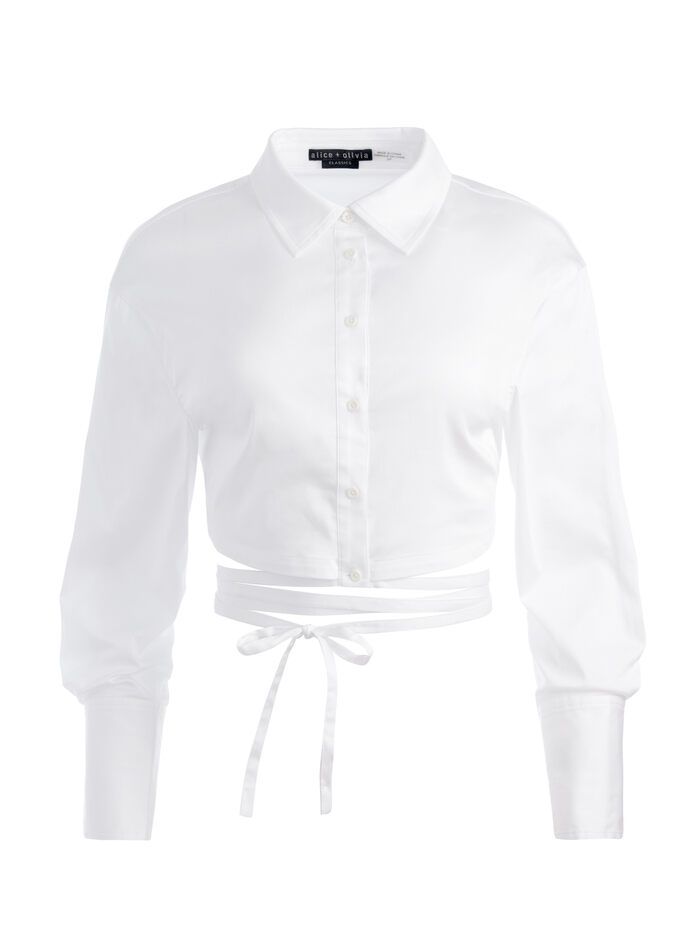 FLOSSIE EMBROIDERED CROPPED BUTTON DOWN | Alice + Olivia