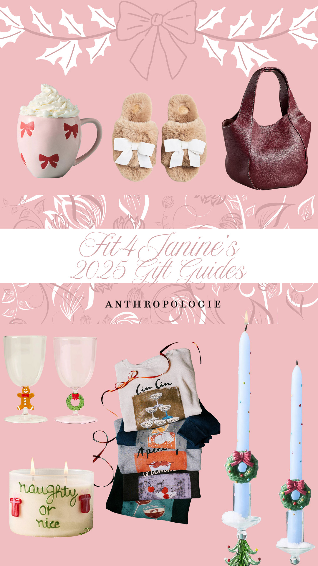 Are you as excited as I am about the upcoming Holiday season?!?! I know I am and I am kicking off my 2025 Gift Guides with some fabulous ideas to get you in the spirit (and maybe even snag a few pieces for yourself! 

Fit4Janine, Anthropologie, Holiday, Gifts, Gift Guide, Christmas, Accessories, Handbags, Slippers, Mugs, Glassware, Candles, Sweaters, Candles 

 #LTKGiftGuide #LTKHoliday #LTKSeasonal