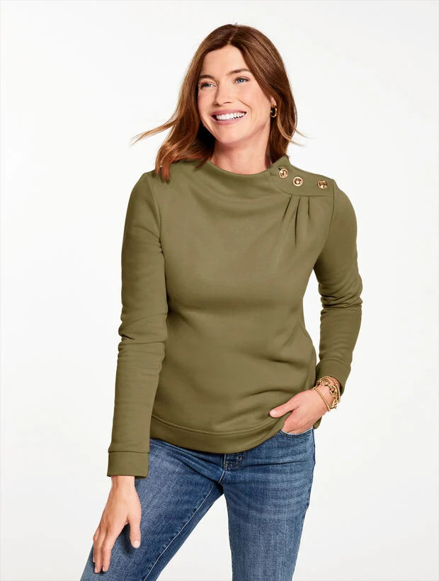 Button Shoulder Sweatshirt | Talbots