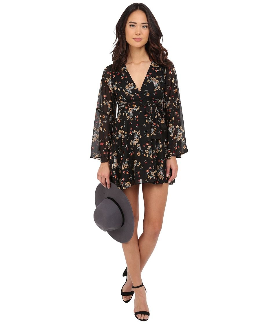 Free People - Lilou Chiffon Dress (Retro Black Combo) Women's Dress | Zappos