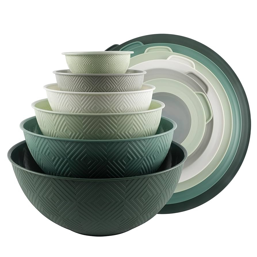 COOK WITH COLOR Mixing Bowls with Lids - 12 Piece Plastic Nesting Bowls Set includes 6 Prep Bowls... | Amazon (US)