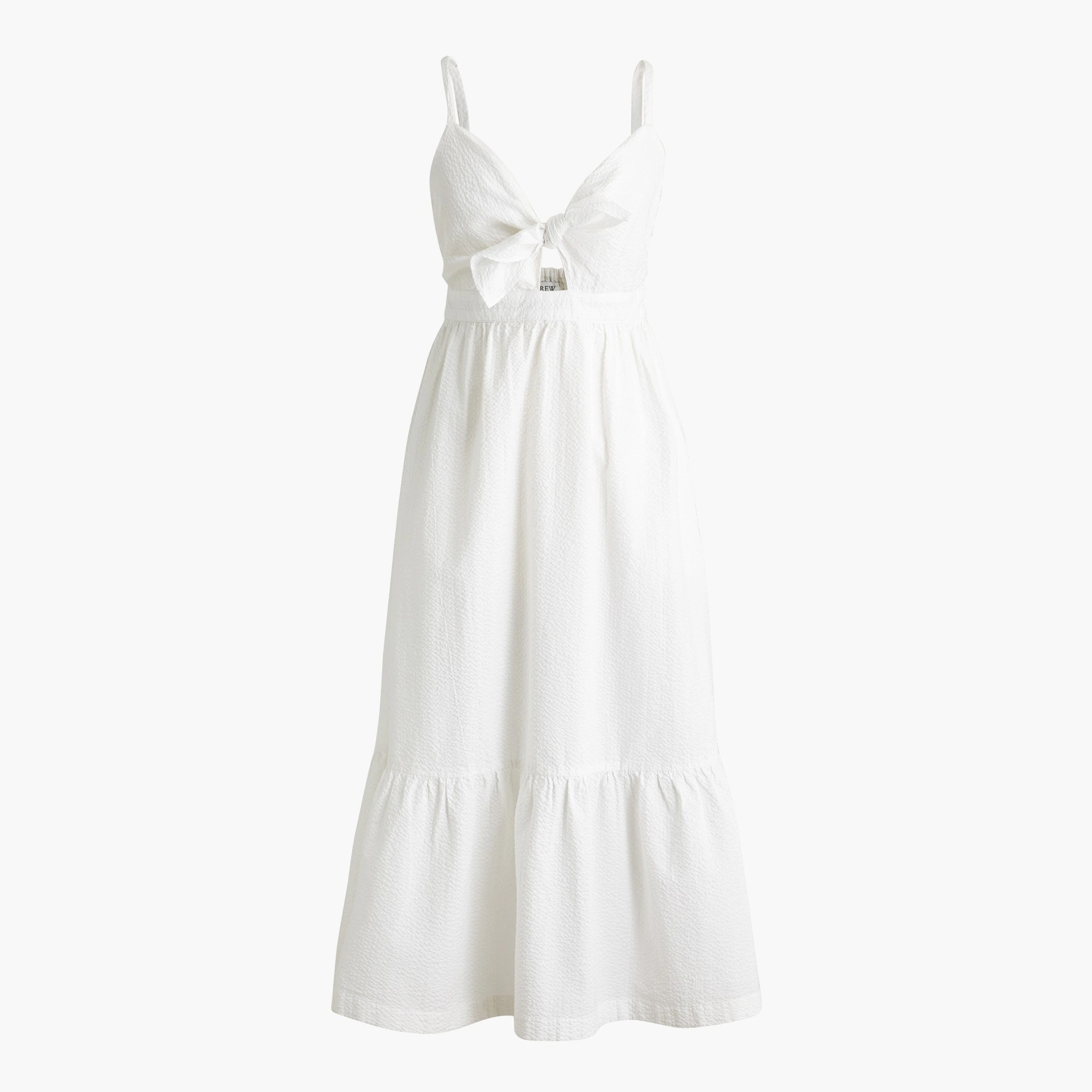 Seersucker tie-front cutout midi dress | J.Crew Factory