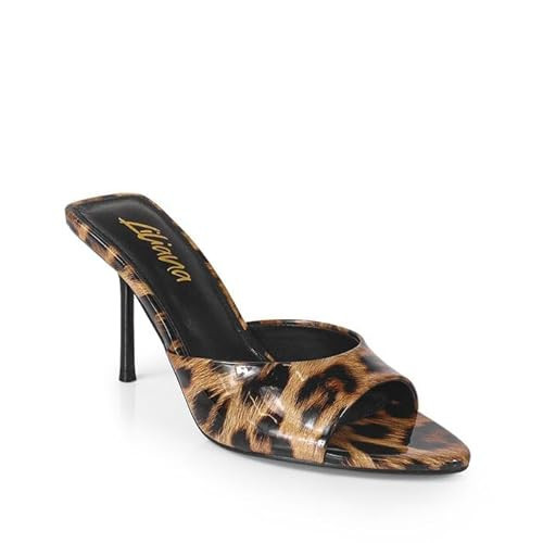 Liliana Women's Peep Toe Mule with Stiletto Heel Sandal (Leopard, US Footwear Size System, Adult, Women, Numeric, Medium, 8.5) | Amazon (US)