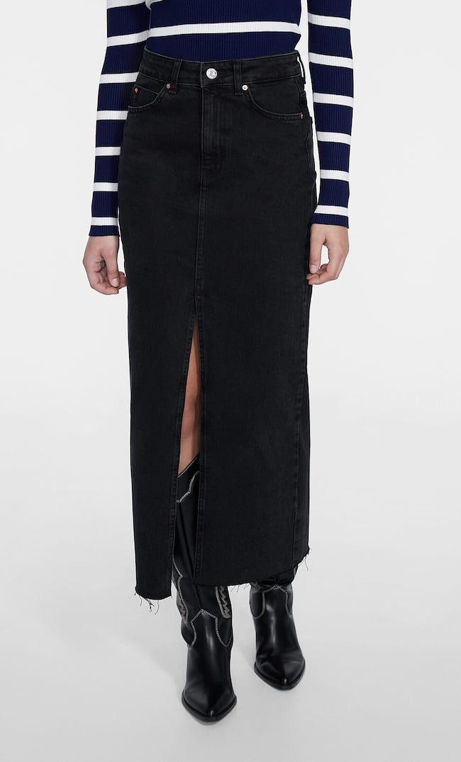 Long denim comfortable skirt | Stradivarius (UK)