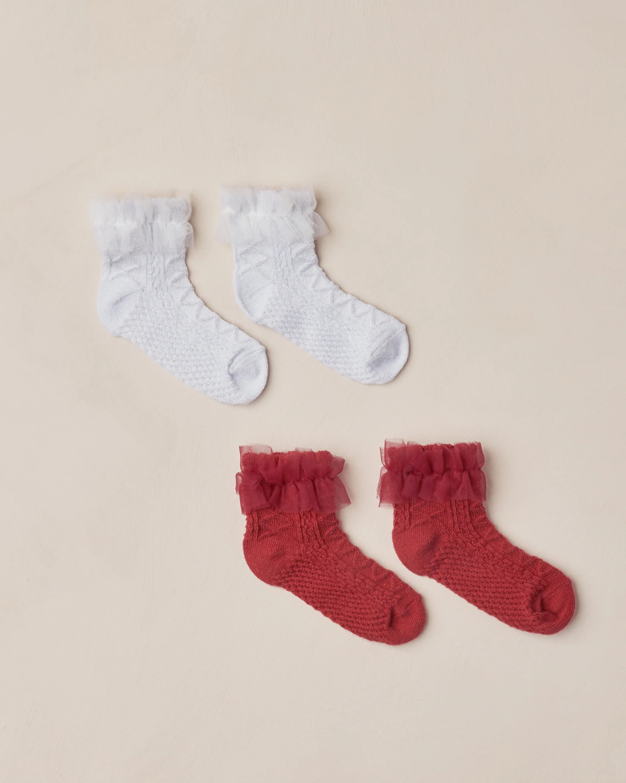 Ruffle Socks | Ruby, Silver Shimmer | Rylee + Cru
