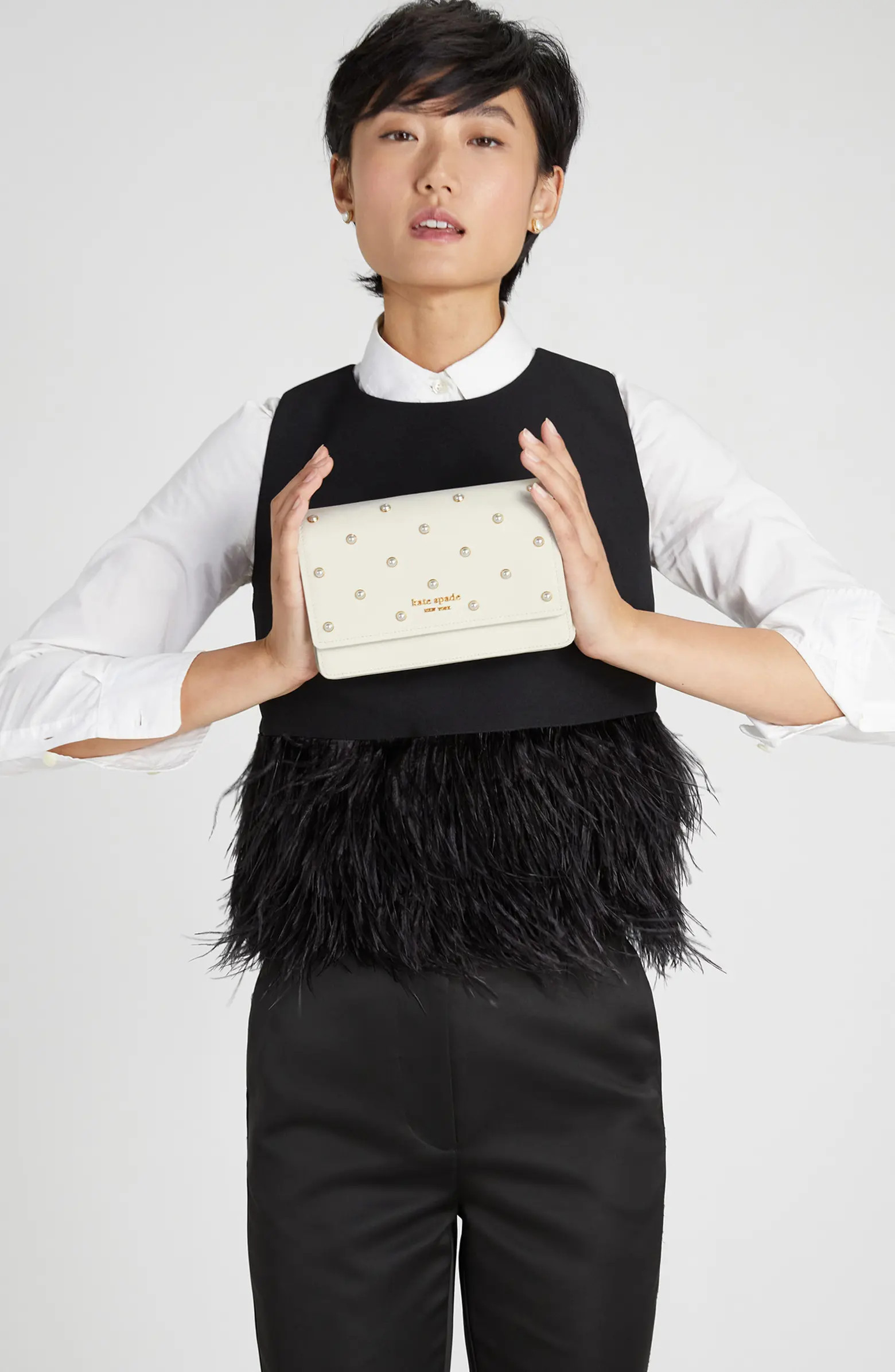 kate spade new york morgan imitation pearl flap chain wallet | Nordstrom | Nordstrom