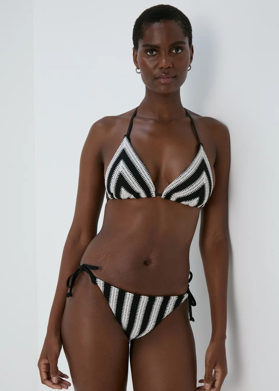 Black & Cream Crochet Bikini Top | Matalan (UK)