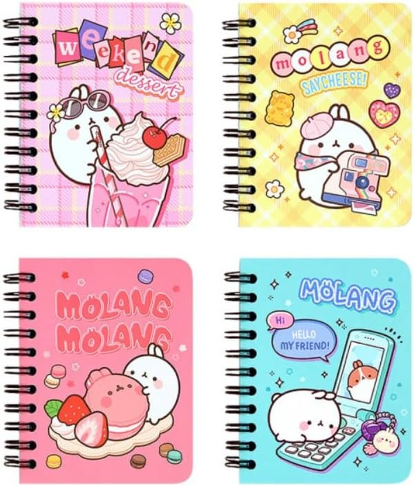 Molang MSGlobal 4 Pack Hard Cover Mini Ruled Spiral Notebook, Small Notepads 3.5x4, 4Designs, Abo... | Amazon (US)