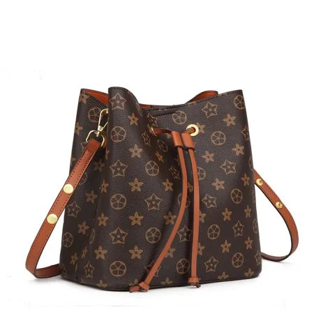 Mila Kate Womens Brown Bucket Bag, Checkered Mini Floral Shape Fashion Handbags | Walmart (US)