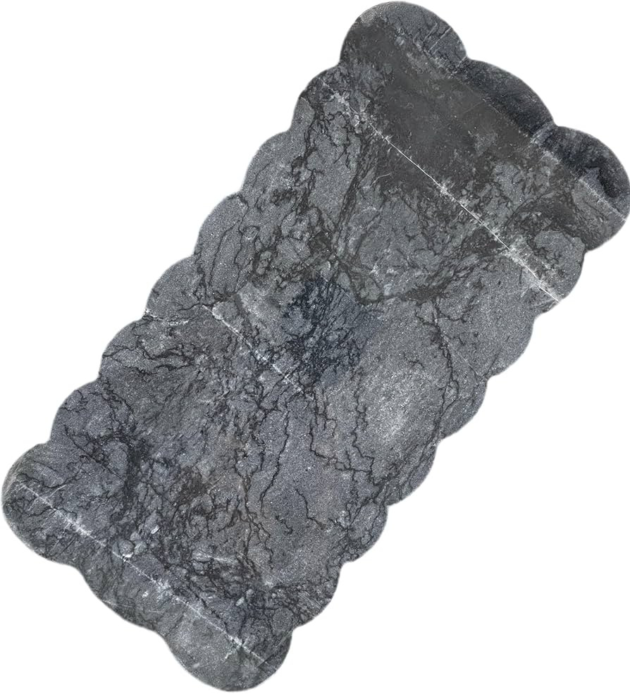 Natural Marble Tray, 12 x 6 inches Serving Board, Bathroom Organizers and Storage, Scallop Stone ... | Amazon (US)