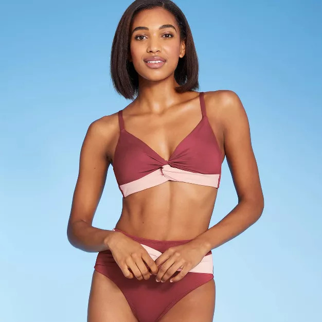 Women's Colorblock Twist Bikini Top - Kona Sol™ Enhanced Plum | Target