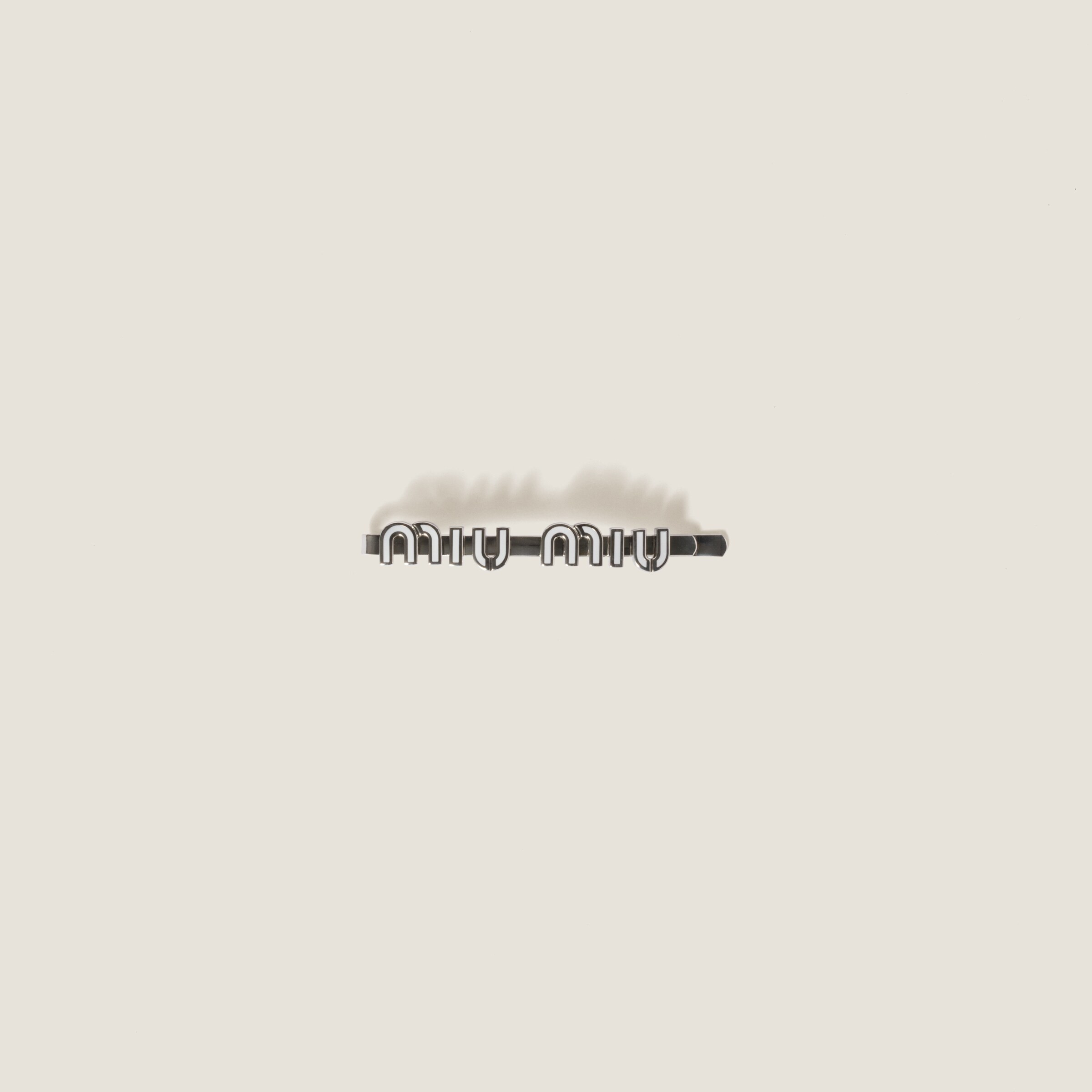White Enameled Metal Hair Clip | Miu Miu | Miu Miu US