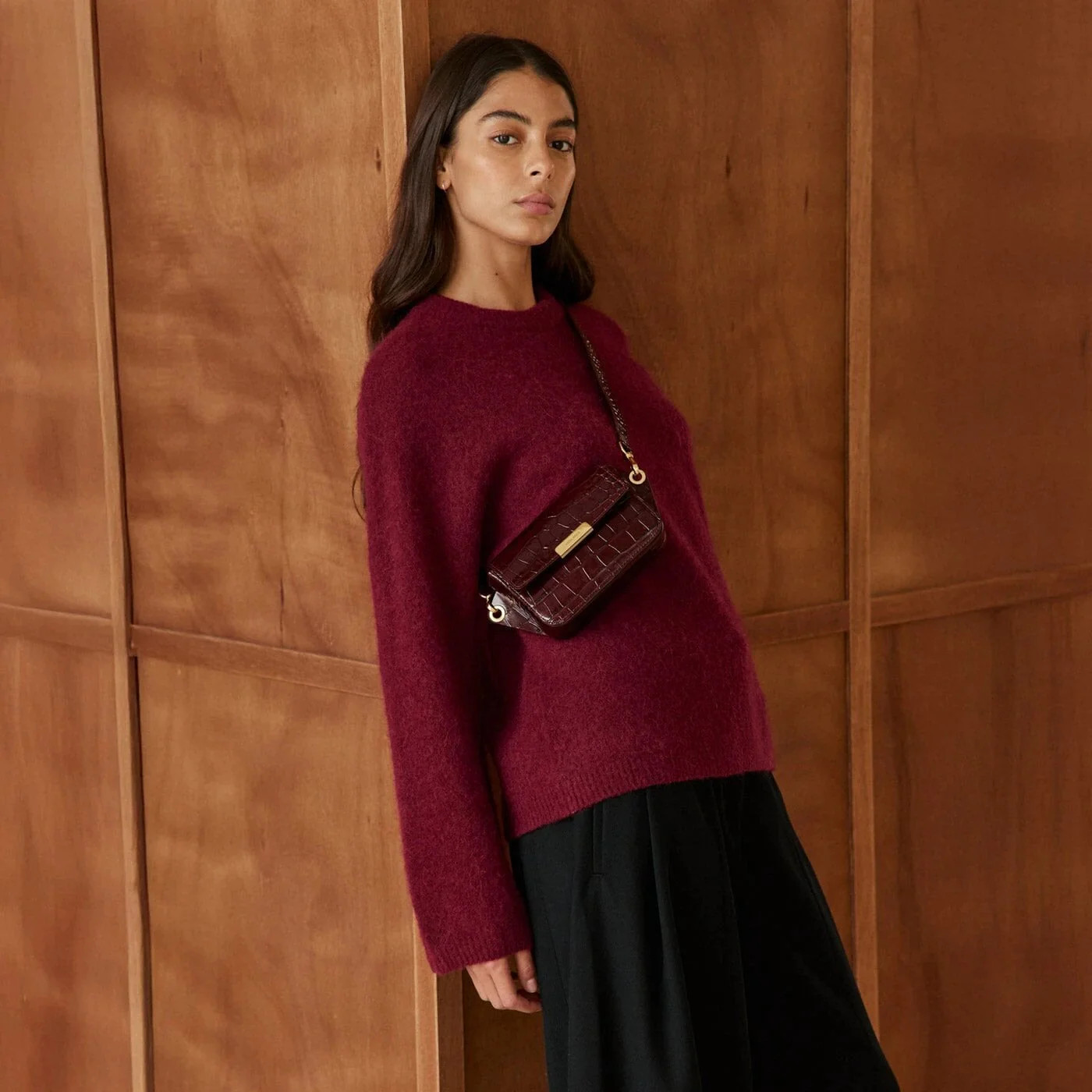 Roquette Belt Bag - Burgundy Embossed Leather | ATELIERS AUGUSTE