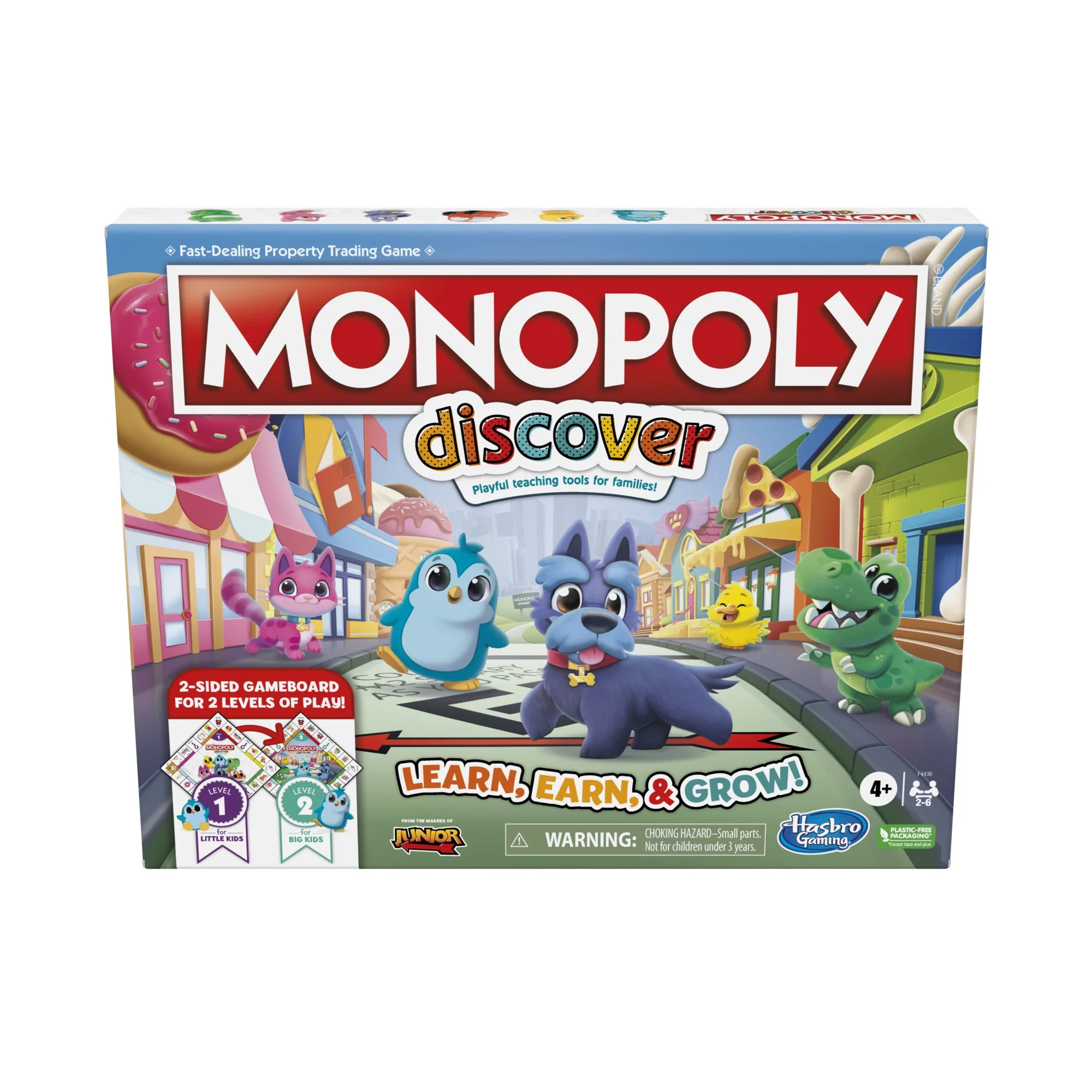 Monopoly Discover Board Game, 2-Sided Gameboard, Playful Teaching Tools for Families - Walmart.co... | Walmart (US)