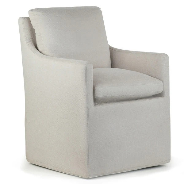 Axel Beige Fabric Accent Chair with Down Feathers | Bed Bath & Beyond