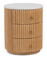 20x24 Round 3 Drawer Side Table With Marble Top | TJ Maxx