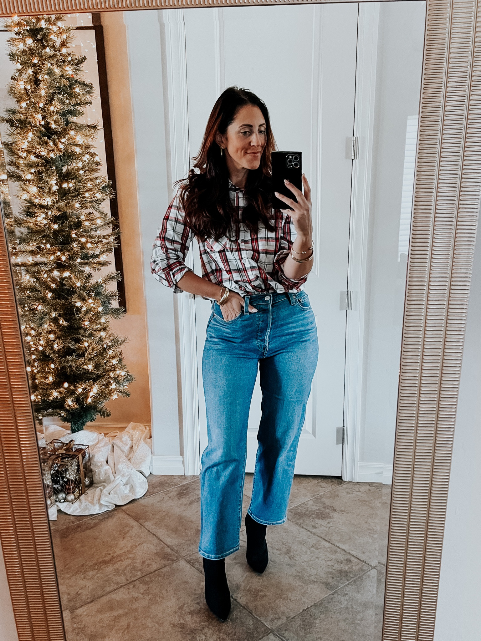 Holiday plaid only $12! Plaid shirt (size small) jeans (size 27x27) 
Casual holiday style 
Levi’s jeans Walmart fashion 


#LTKsalealert #LTKHoliday #LTKfindsunder50