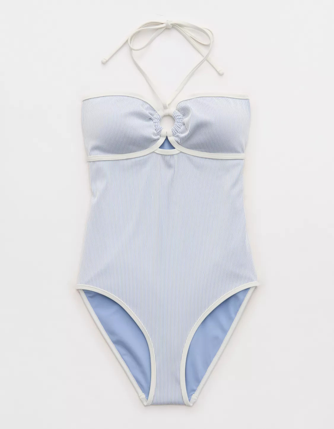 Aerie Ribbed Bandeau Halter One Piece Swimsuit | Aerie