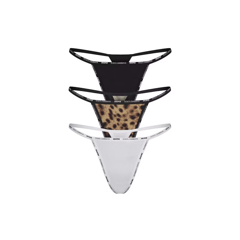 Women's SKIMS x Dolce&Gabbana Cotton Jersey TString Thong (3Pack) in Leopard | StockX
