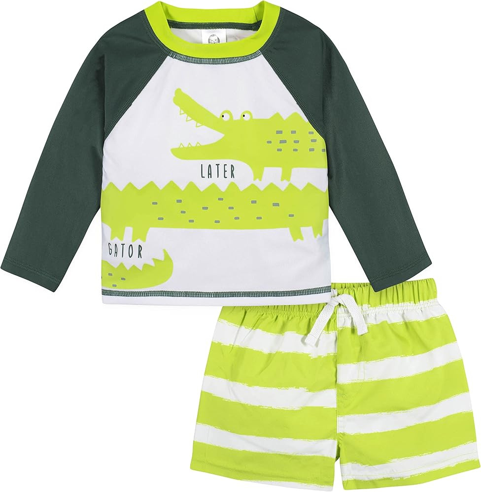 Gerber Baby-Boys Toddler Long Sleeved Rashguard Swim Bathing Suit Set | Amazon (US)