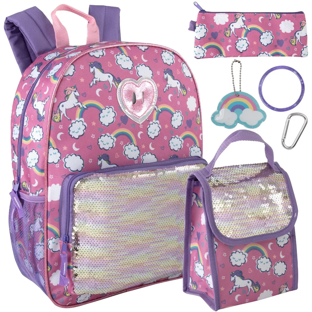 Trail maker 16.5 Inch Girls School Backpack 6 in 1 Set (Sparkle Unicorns) for Travel, Commute | Target
