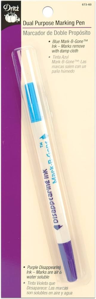 Dritz Dual Purpose Disappearing Ink & Mark-B-Gone, Marking Pen, Blue and Purple, 8.75 x 2.88 x 0.... | Amazon (US)