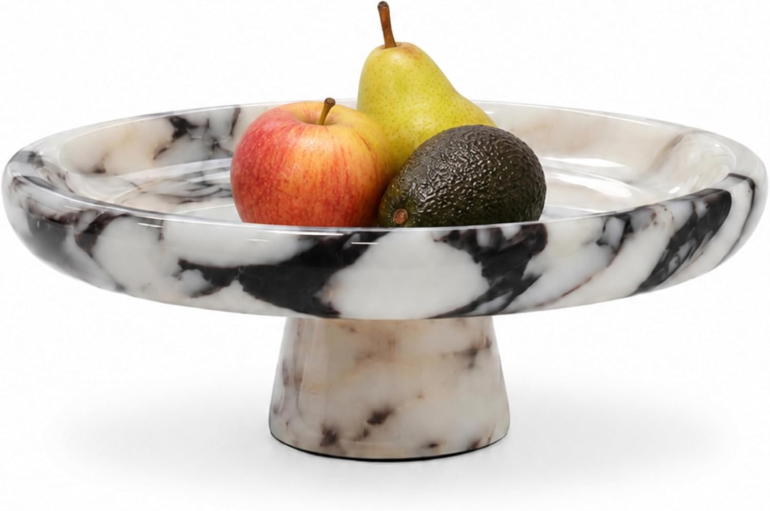 Marble Fruit Bowl with Pedestal, 9.8" Calacatta Viola Decorative Bowl | Amazon (US)