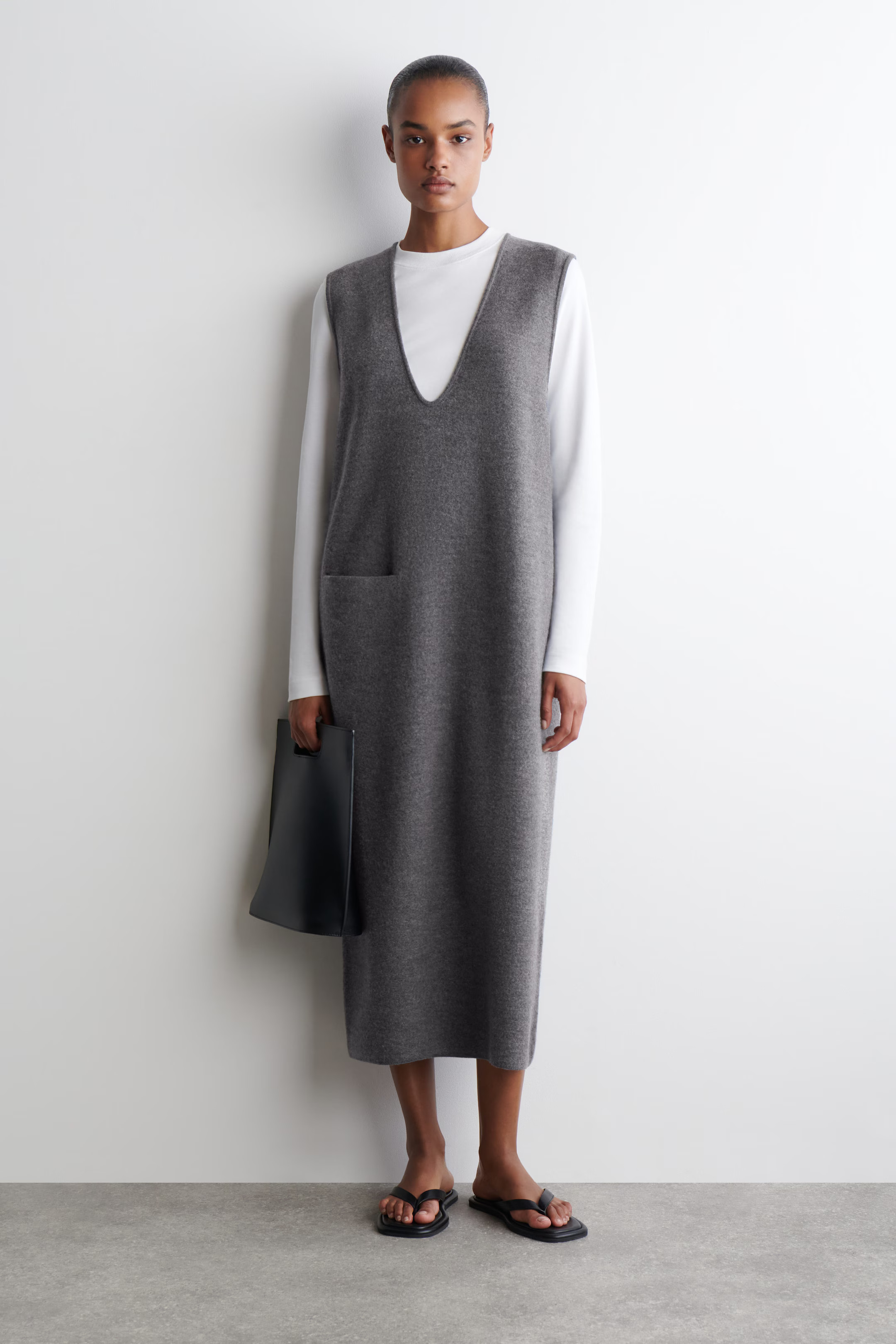 BOILED-WOOL MIDI DRESS - GRAY MÉLANGE | COS | COS (EU)