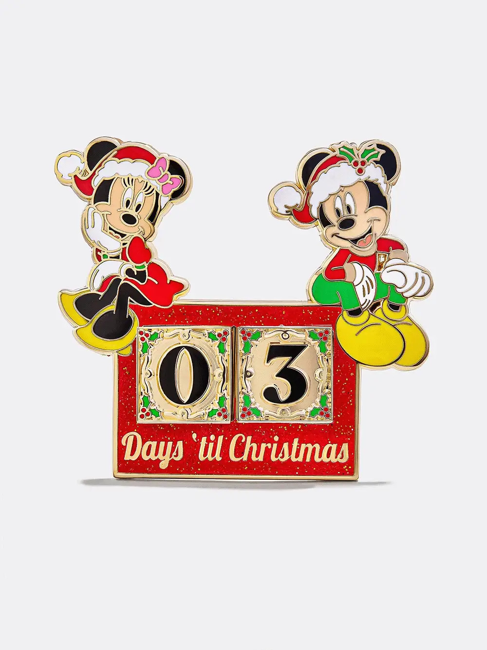 Disney Mickey Mouse and Minnie Mouse Christmas Countdown Pin - Disney Christmas Countdown Pin | BaubleBar (US)