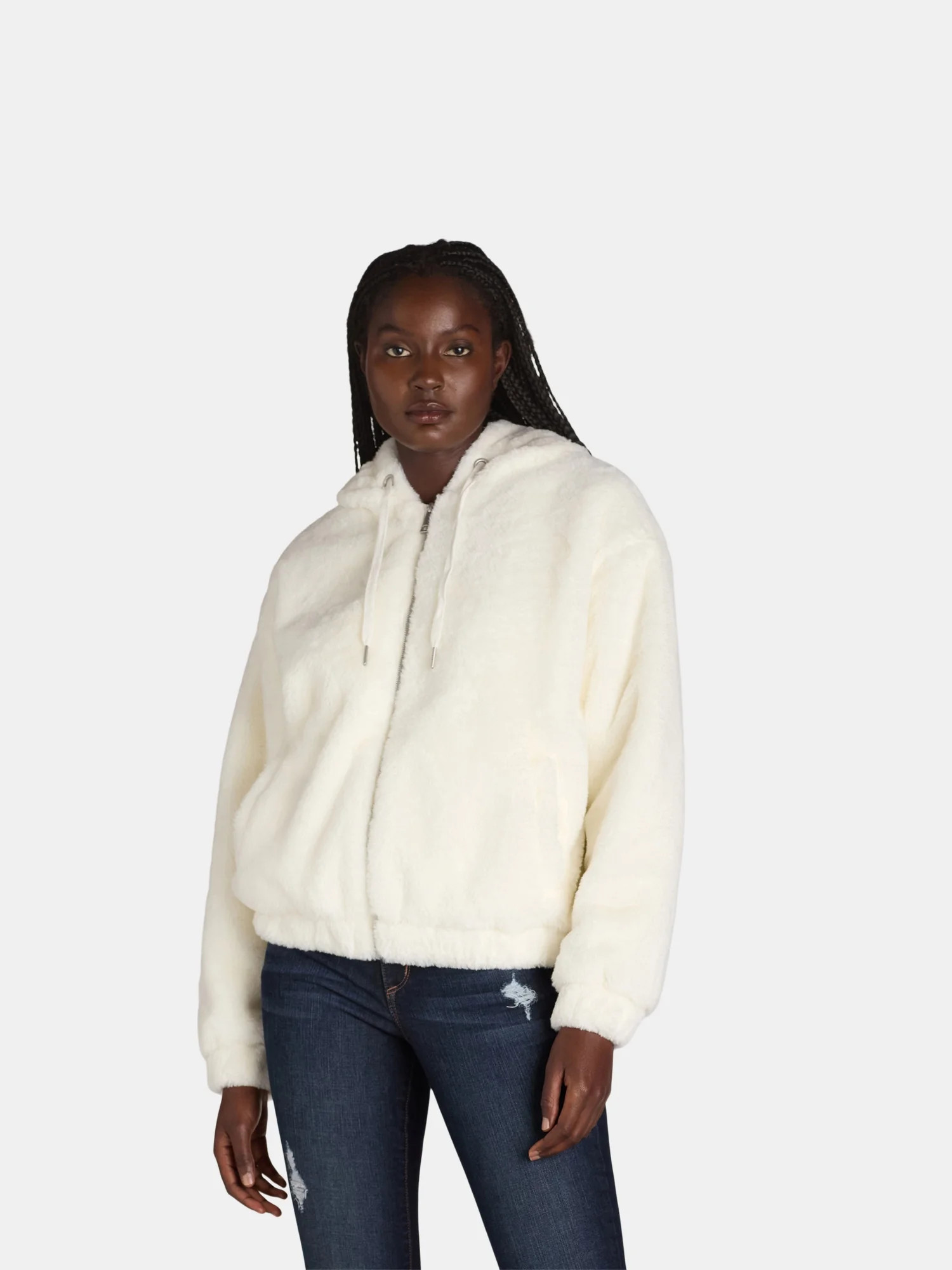 Time and Tru Women's and Women’s Plus Faux Fur Zip Hoodie, Sizes XS-3X | Walmart (US)