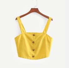 Button Through Crop Top | SHEIN